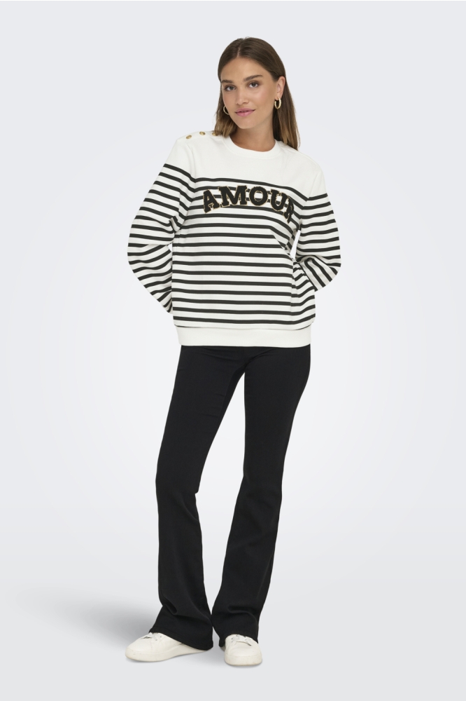 ONLALLIE L/S STRIPE O-NECK CS SWT 15333434 Cloud Dancer/Black